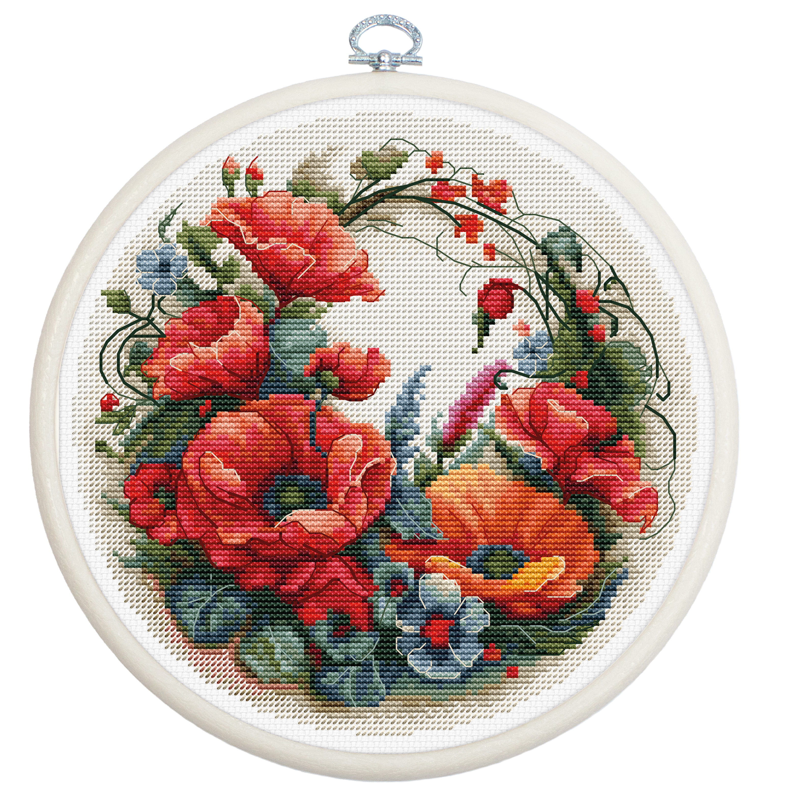 Cross Stitch Kit with Hoop Included Luca-S - BC209 Composition With Poppies