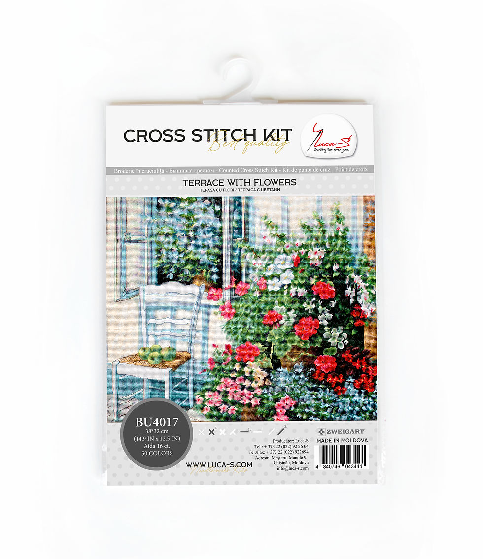 Thumbnail: BU4017 Terrace with Flowers - Cross Stitch Kit Luca-S