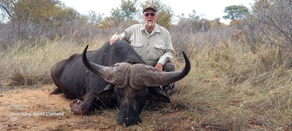 Hunter beside Cape Buffalo trophy in Limpopo region