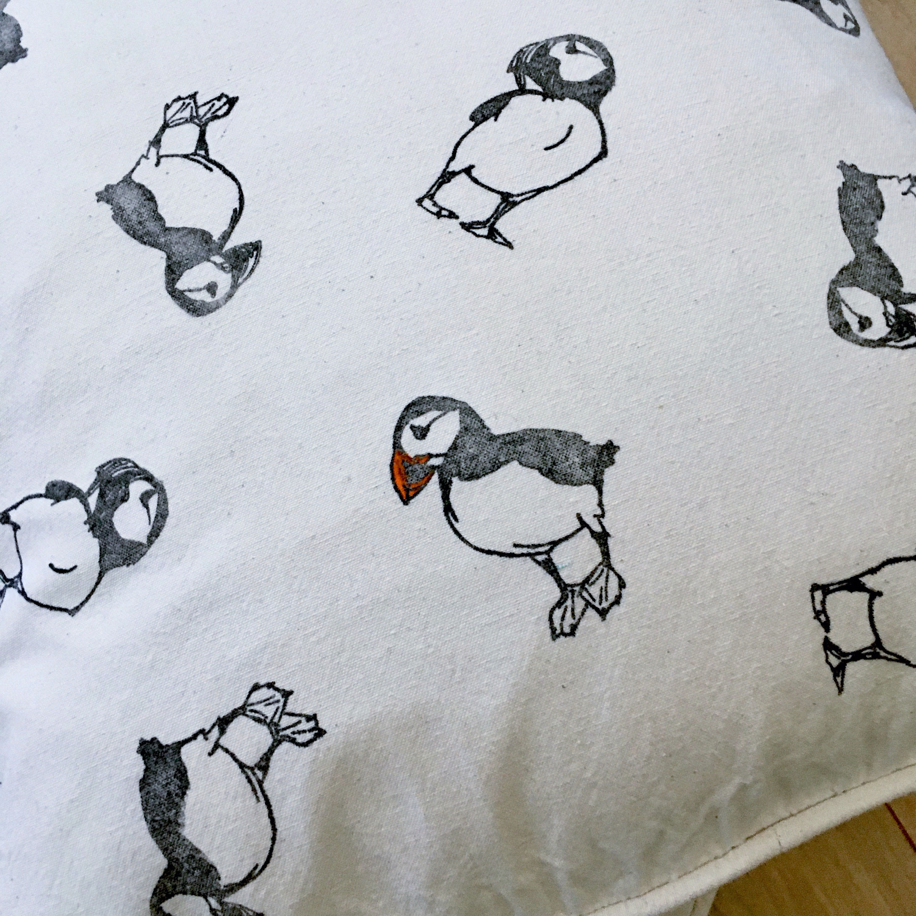 Organic Cotton  Puffin Cushion