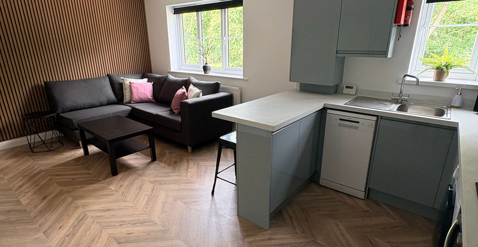Kitchen and living area at Wallace Street, Spital Tongues