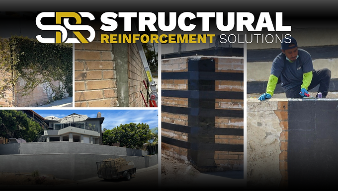 Retaining wall repair and carbon fiber strengthening installed on a residential property to stabilize cracking and structural deterioration.