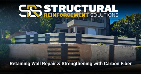 Retaining wall repair and carbon fiber strengthening installed on a residential property to stabilize cracking and structural deterioration.