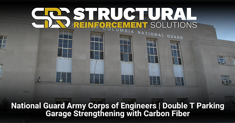 District of Columbia National Guard Joint Force Headquarters building featured in the SRS case study on CFRP strengthening of double T parking garage beams.
