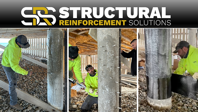 Coastal concrete column reinforcement case study thumbnail showing a beachfront home with damaged concrete support columns before carbon fiber strengthening.