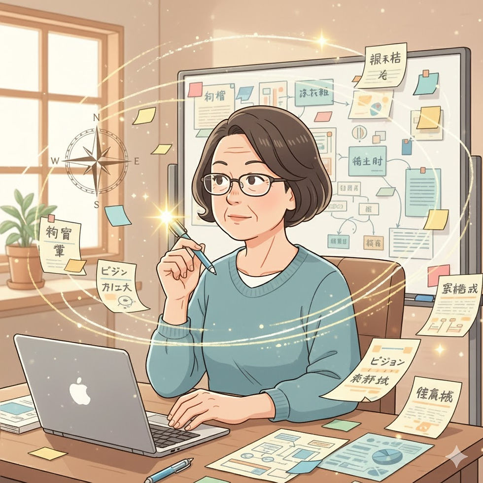 70代起業看護師 事業の軸 見直し 葛藤 ショートヘア フチなし眼鏡