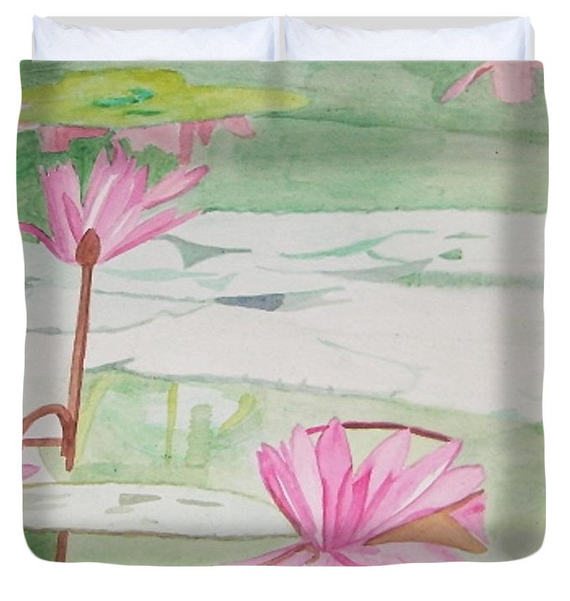 Thumbnail: Pink Lotus Waterlilies Duvet Cover