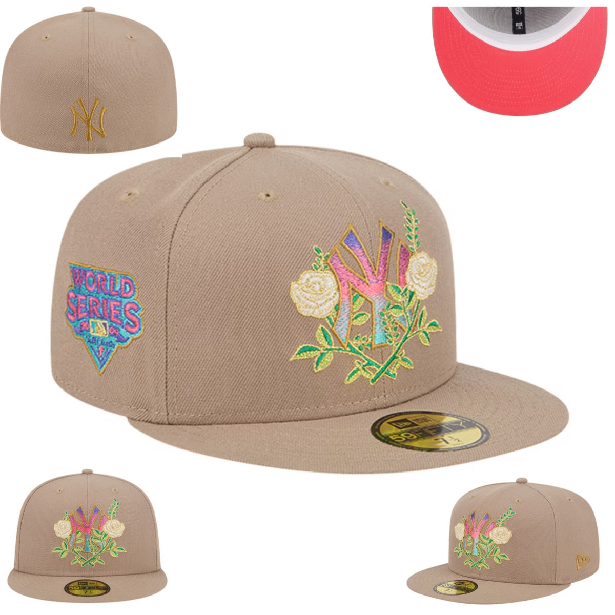 Men's New Era Khaki York Yankees Rose Garden 59FIFTY Fitted Hat