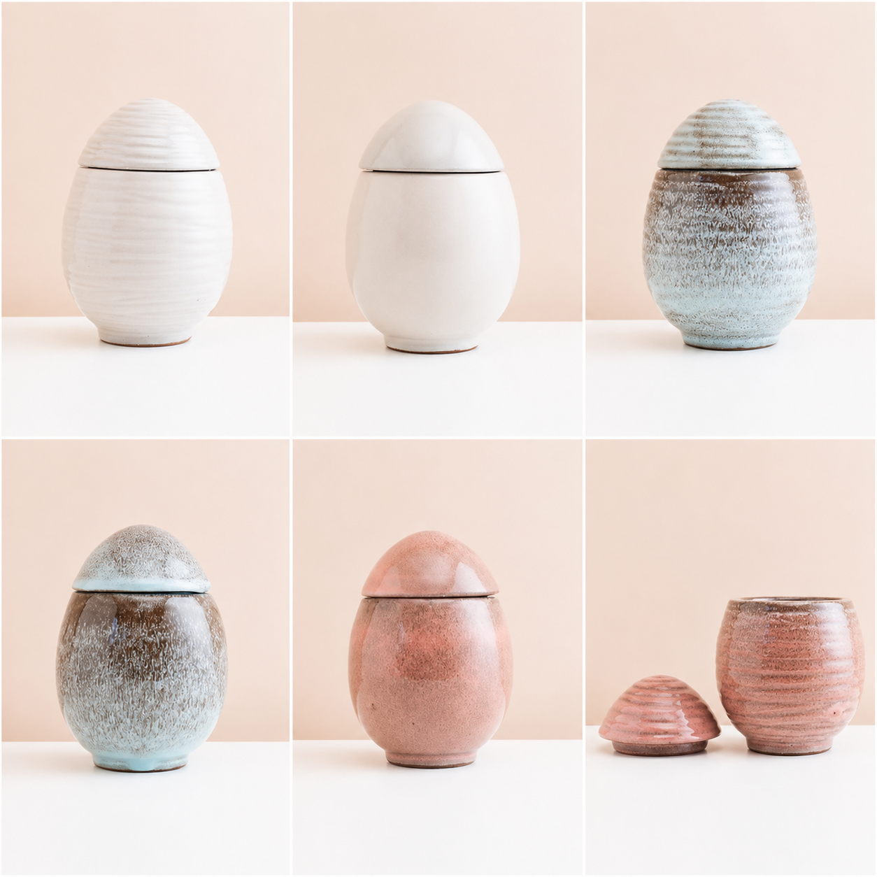 'Michala' Decorative Oval Vase/ Trinket Pot with Lid (6 Options)