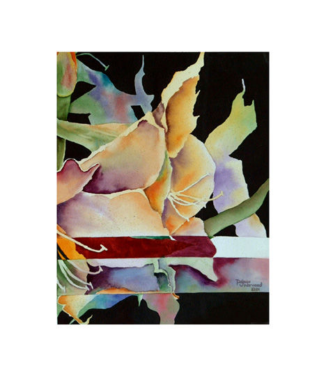 Abstract floral painting in watercolor and gouache