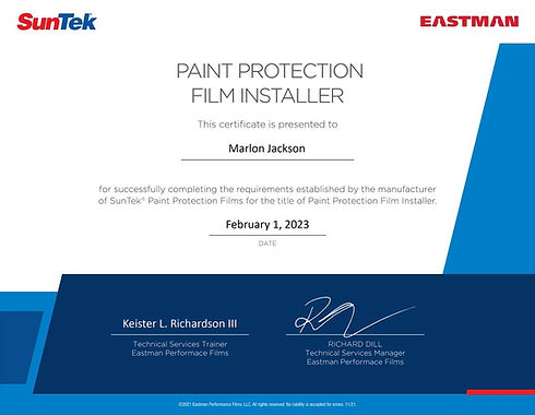 SunTek_PPF_Certificate-OMG Auto Spa