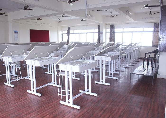 Engineering drawing hall with drafting tables at VPPCOE Mumbai
