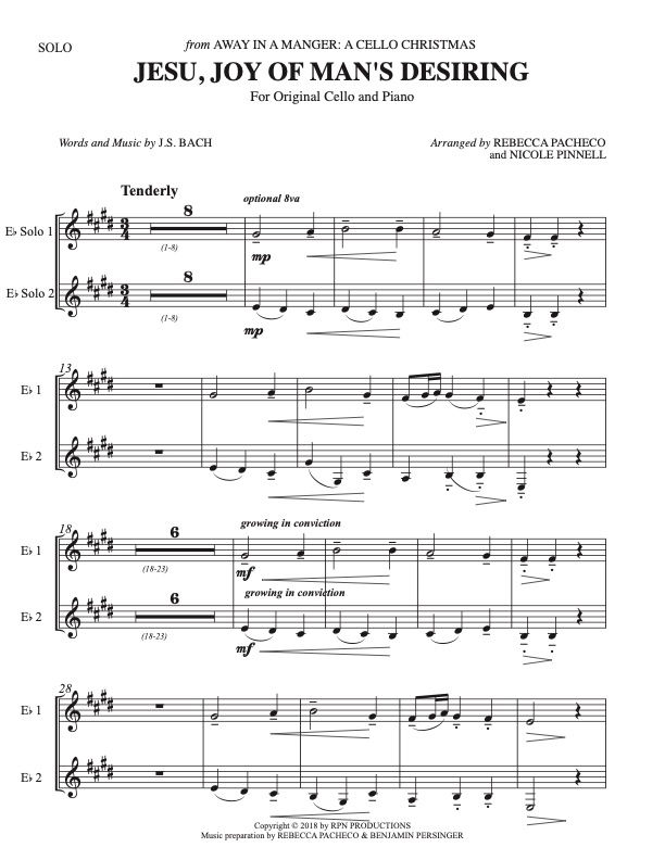 Miniature : Jésus, joie des désirs de l'homme (Solos transposés en mi bémol et si bémol)
