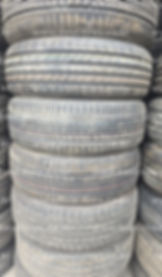 Stack of weathered used tires