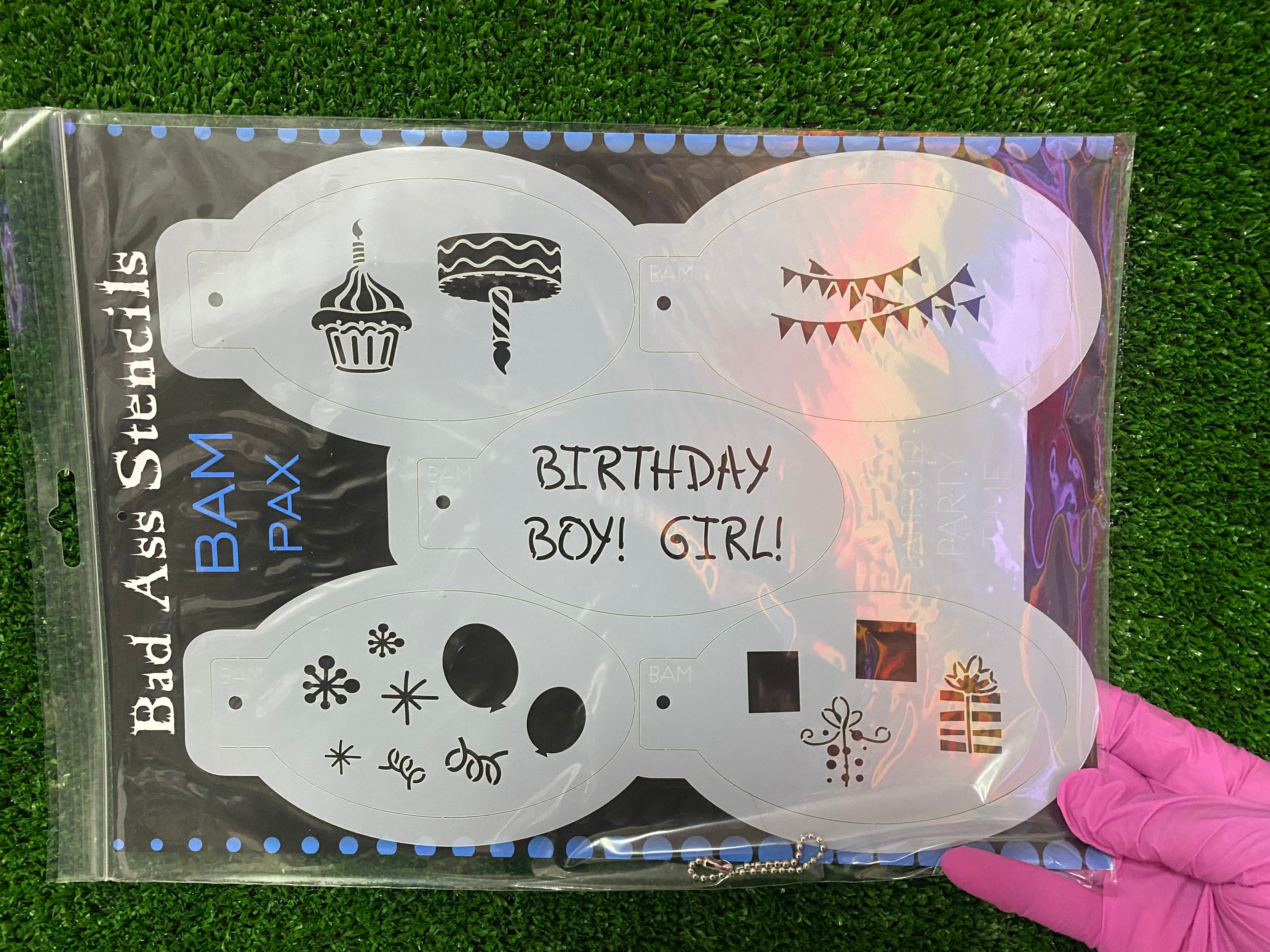 Bad Ass Stencils Bam Pax Birthday boy, girl