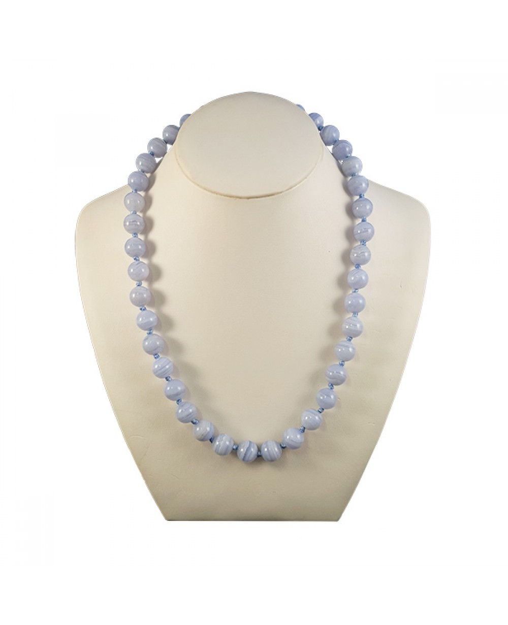 Blue Lace Agate 10mm Bead Necklace