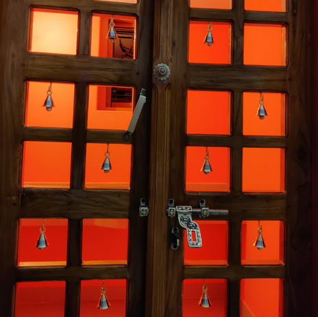 Pooja Room with elegant doors