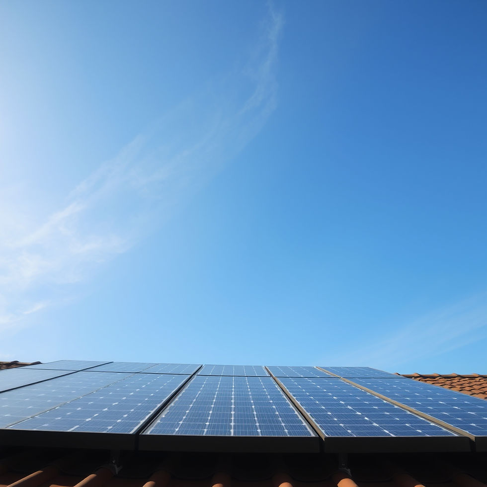 Solar panels installed on a rooftop with a clear blue sky