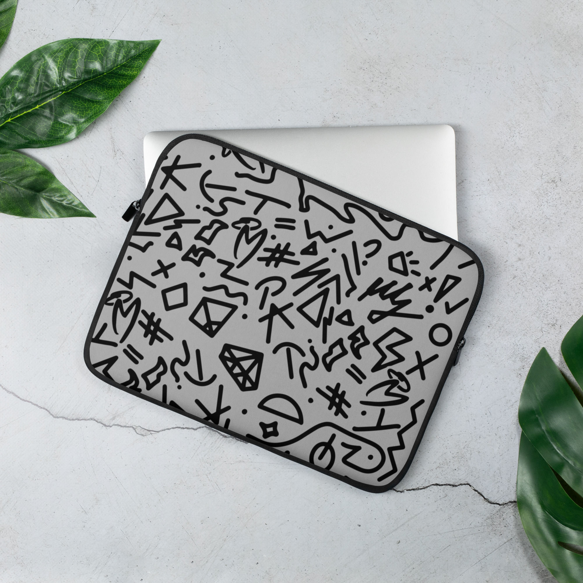 Doodle Grid · Laptop Sleeve - Silver