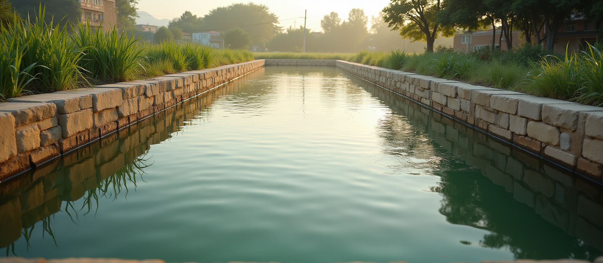 Canal paisible au lever du soleil