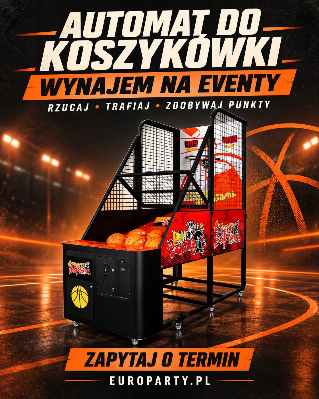 Automat do koszykówki na wynajem na eventy EuroParty