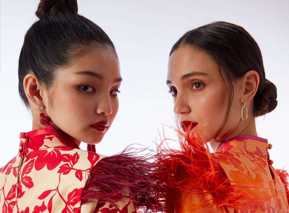 signature floral printed Thai silk fabric