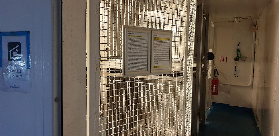 Dog kennels aboard Brittany Ferries Pont Aven