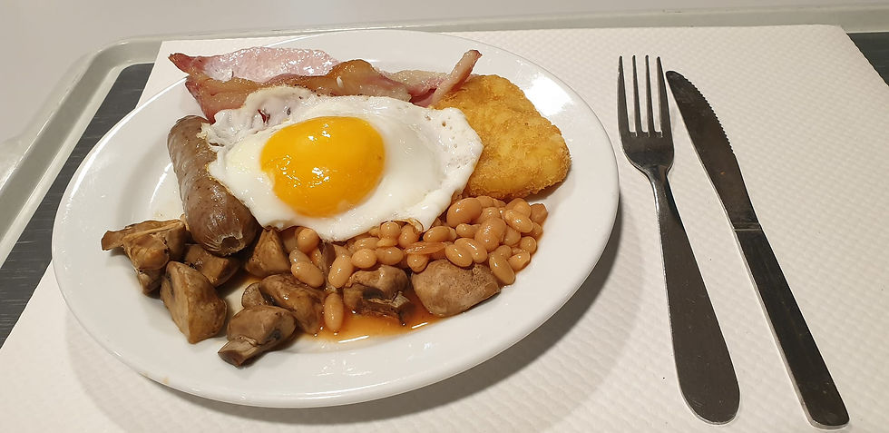 cooked full English breakfast on DFDS ferry