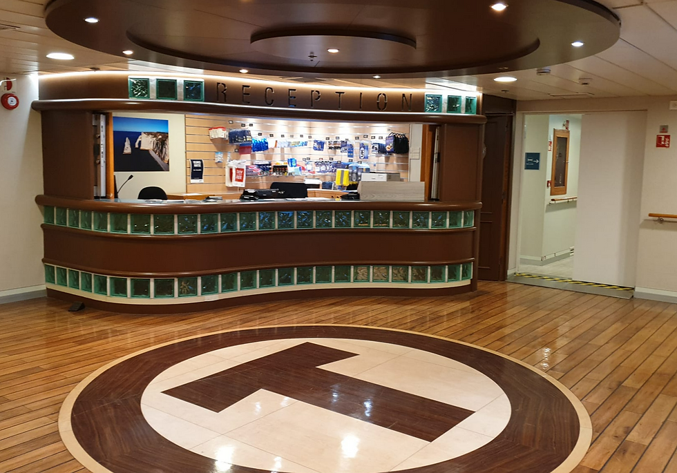 reception desk on DFDS Newhaven Dieppe ferry
