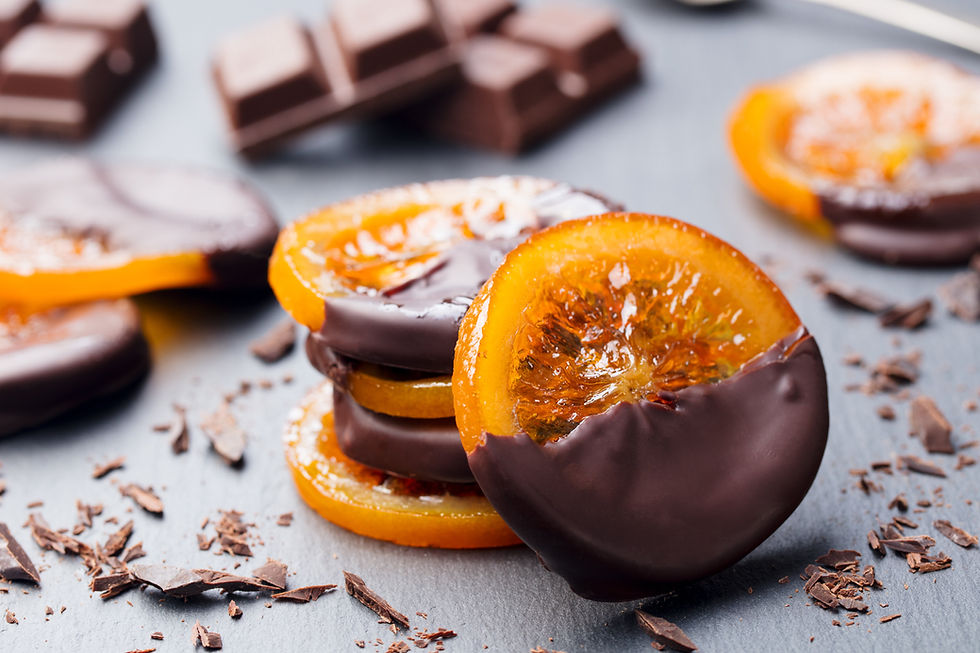 Postre de AOVE con naranja y chocolate negro