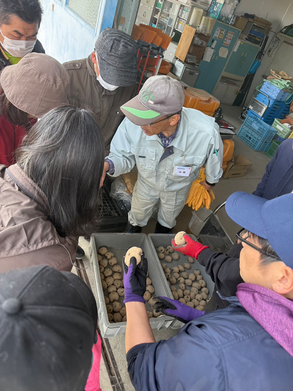 研修で農作物の生育に必要な肥料とジャガイモについて学びます