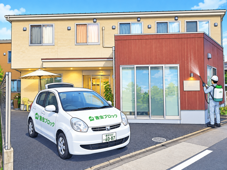 老人ホームで害虫ブロックのお試し施工