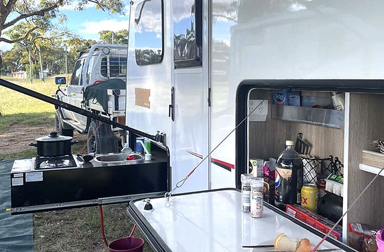 Toy hauler external camp kitchen pantry