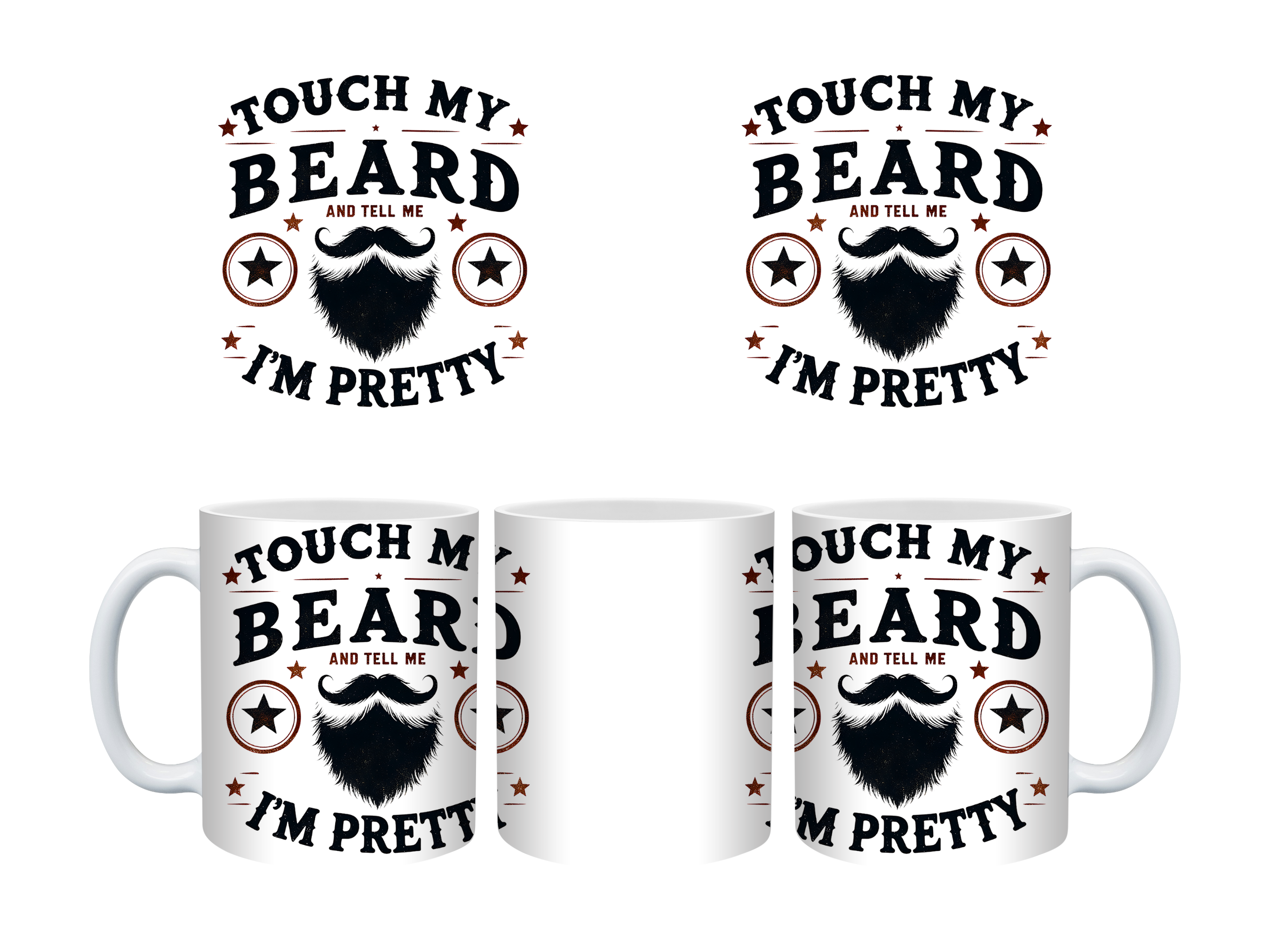 11oz Funny Beard Mug – “Touch My Beard” Humour Gift for Men