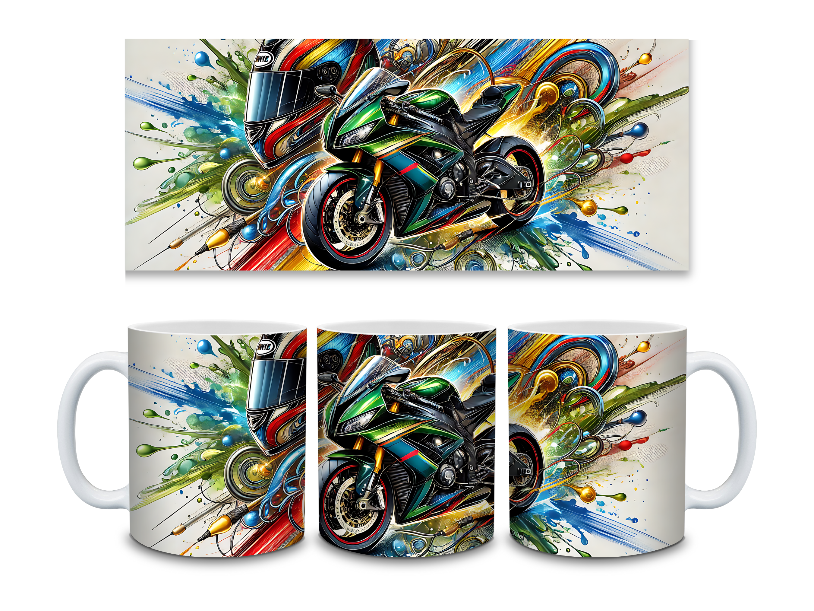 11oz Motorbike Splash Mug – Biker Coffee Cup for Motorcycle Enthusiasts