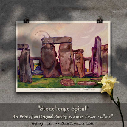 Stonehenge Spiral by Susan Tower sacred site art print 12x16