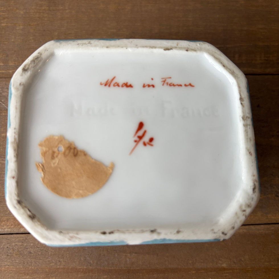 Thumbnail: Vintage French Hand-Painted Porcelain Inkwell