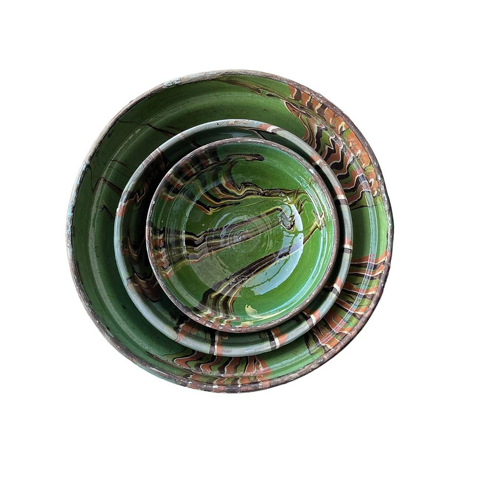 Thumbnail: Cottage Crafted Bowl: Marbleized Green, Large