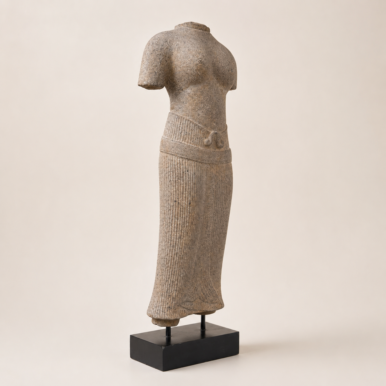 Khmer-Style Mounted Female Deity Torso