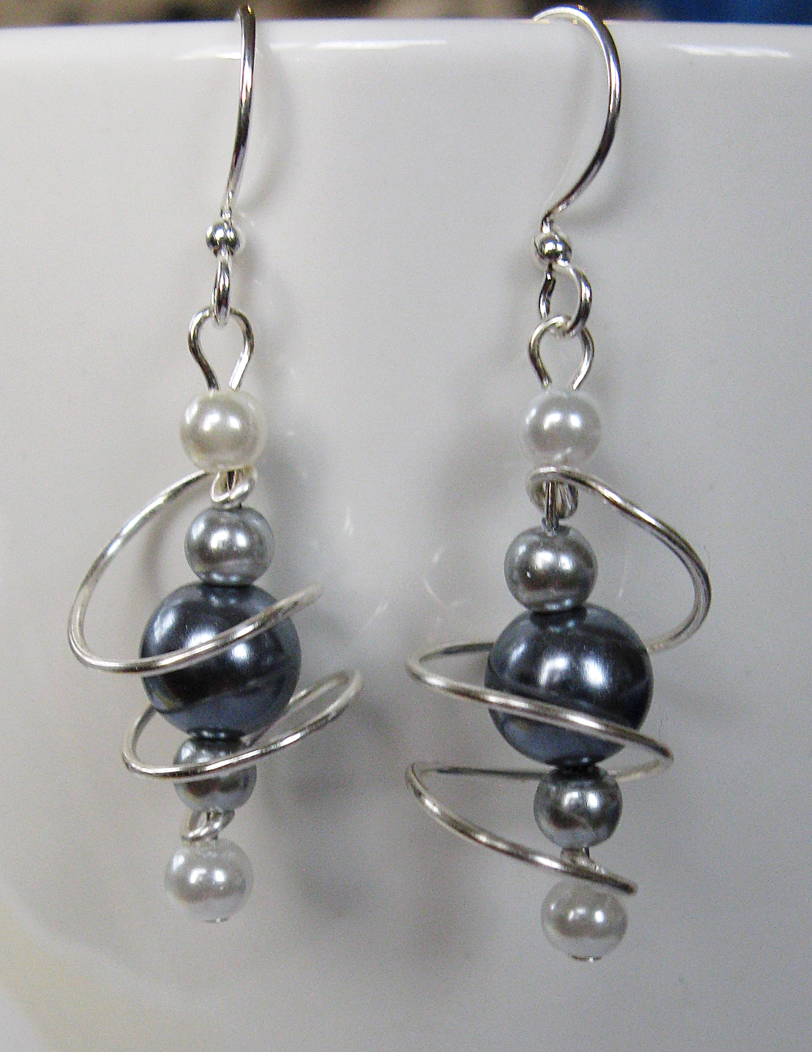 Grey ombre freeform coil earrings