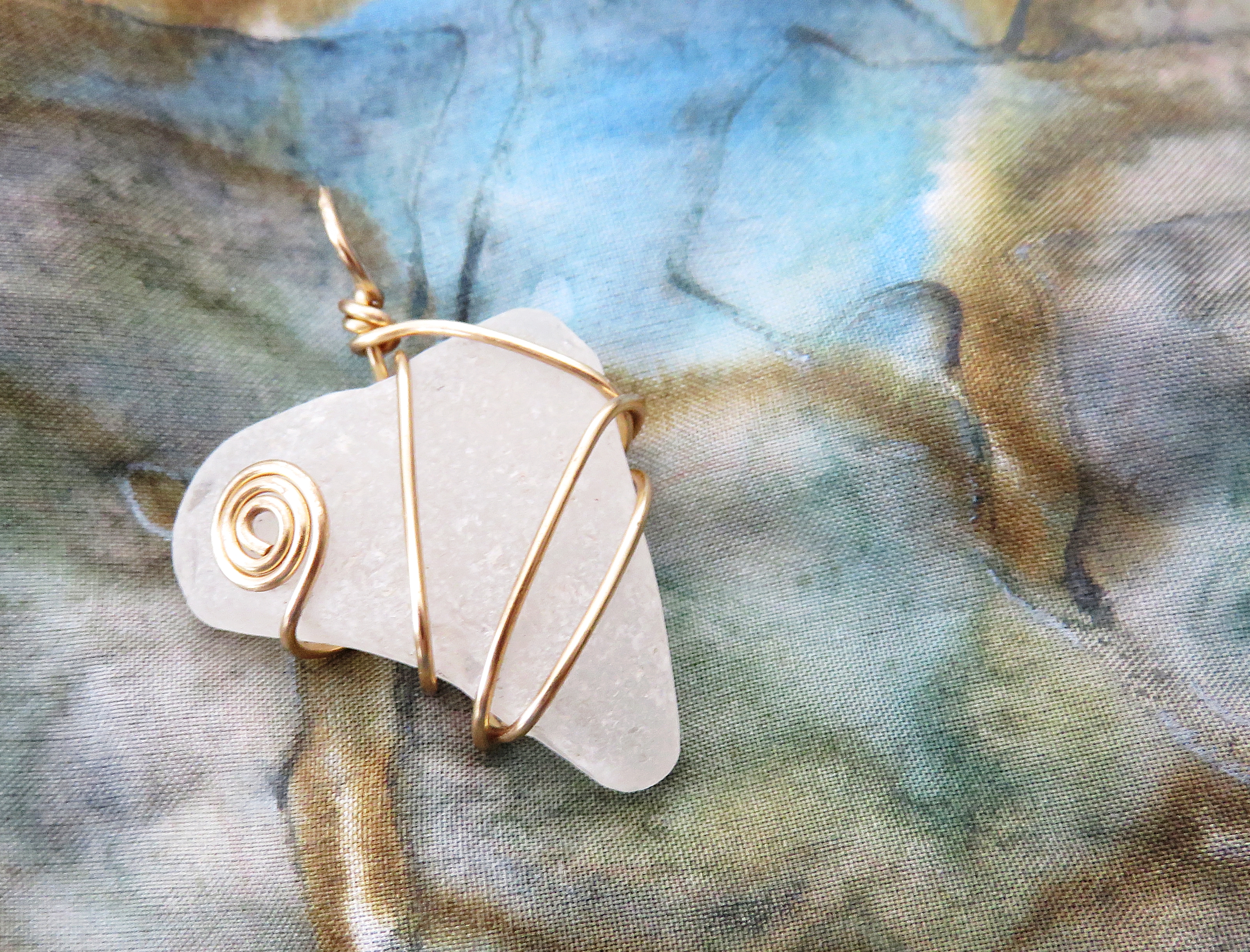 "Shark tooth" sea glass pendant