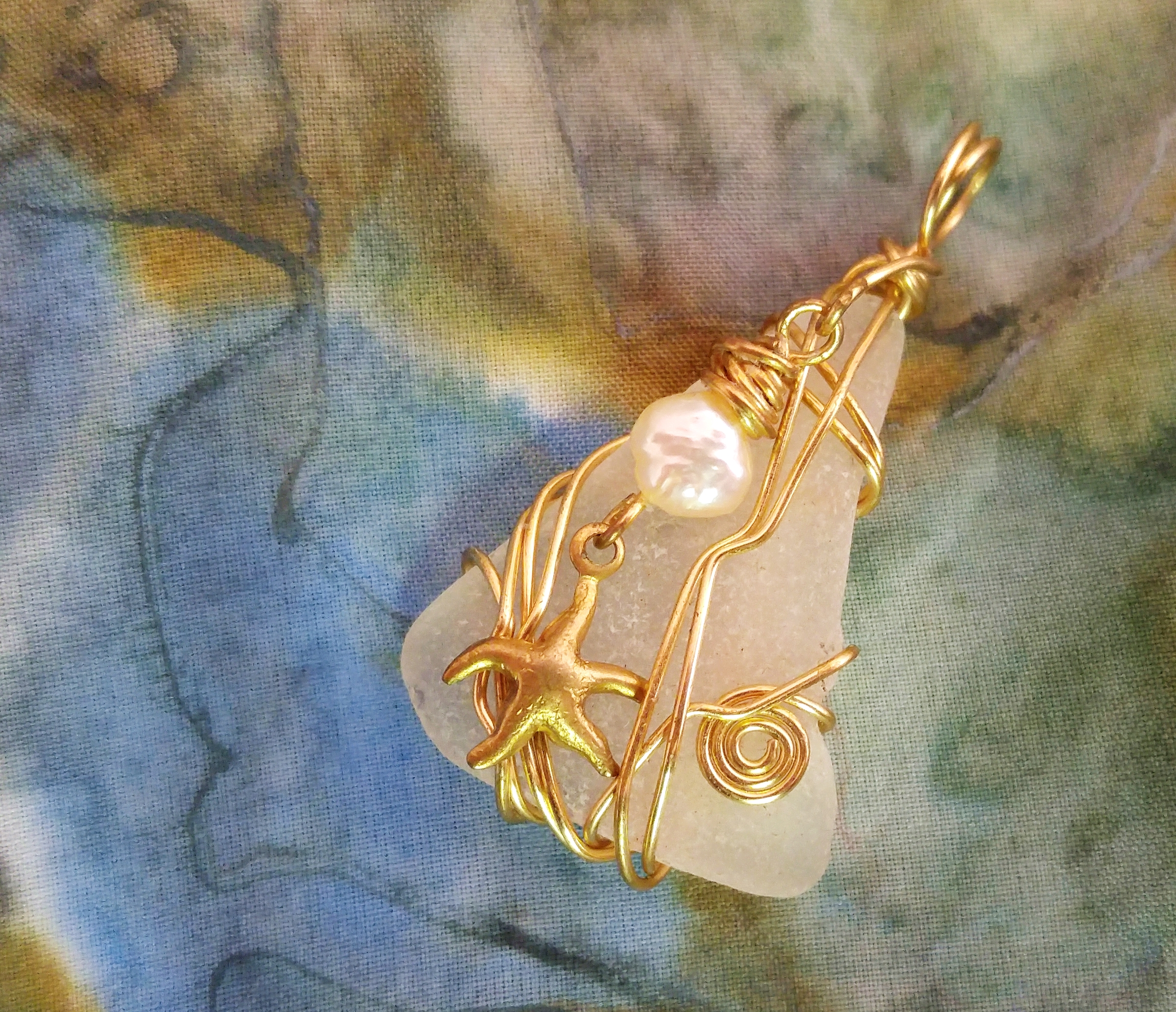 Golden beach day pendant