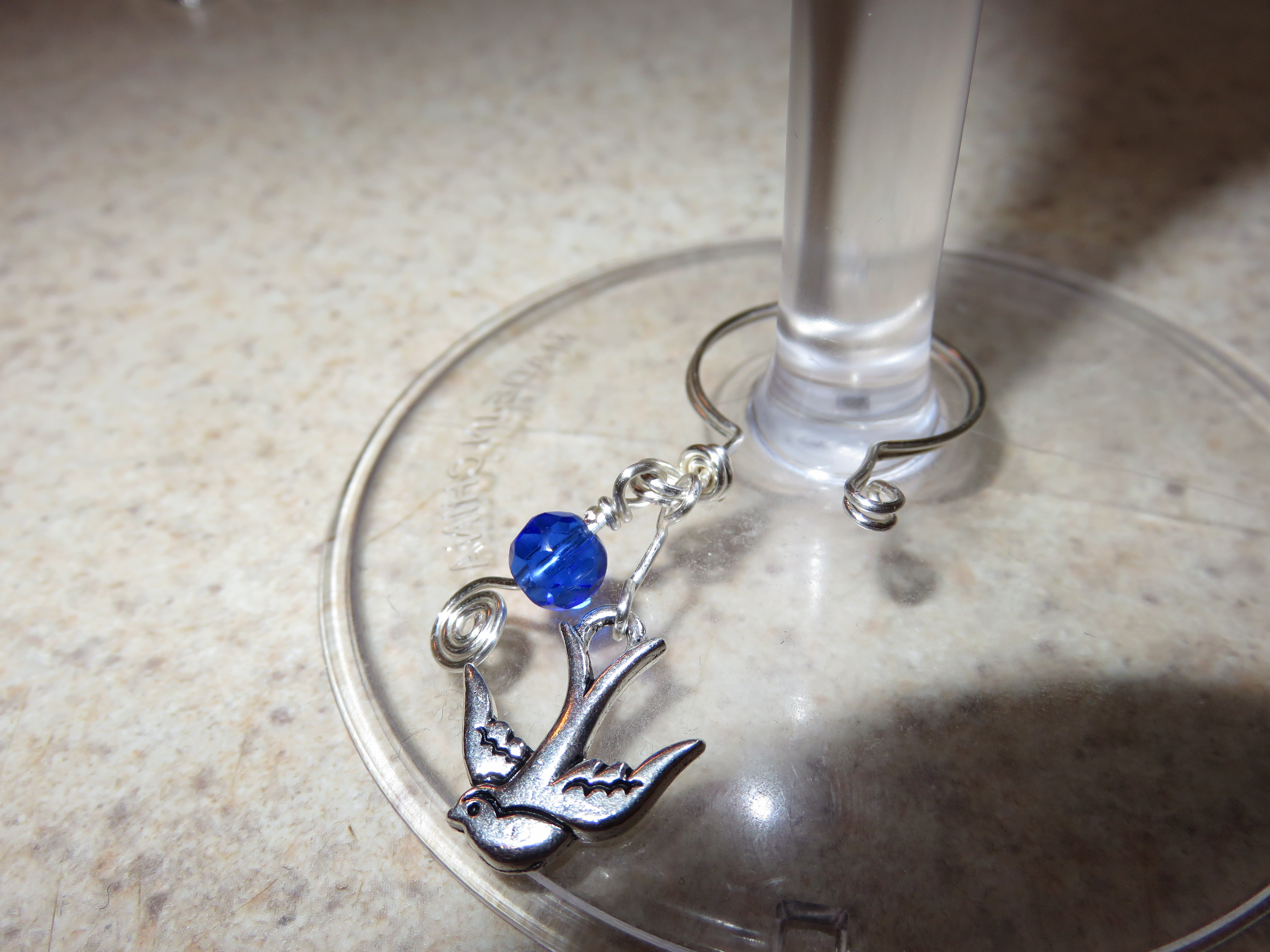 Bluebird wine glass personalizer