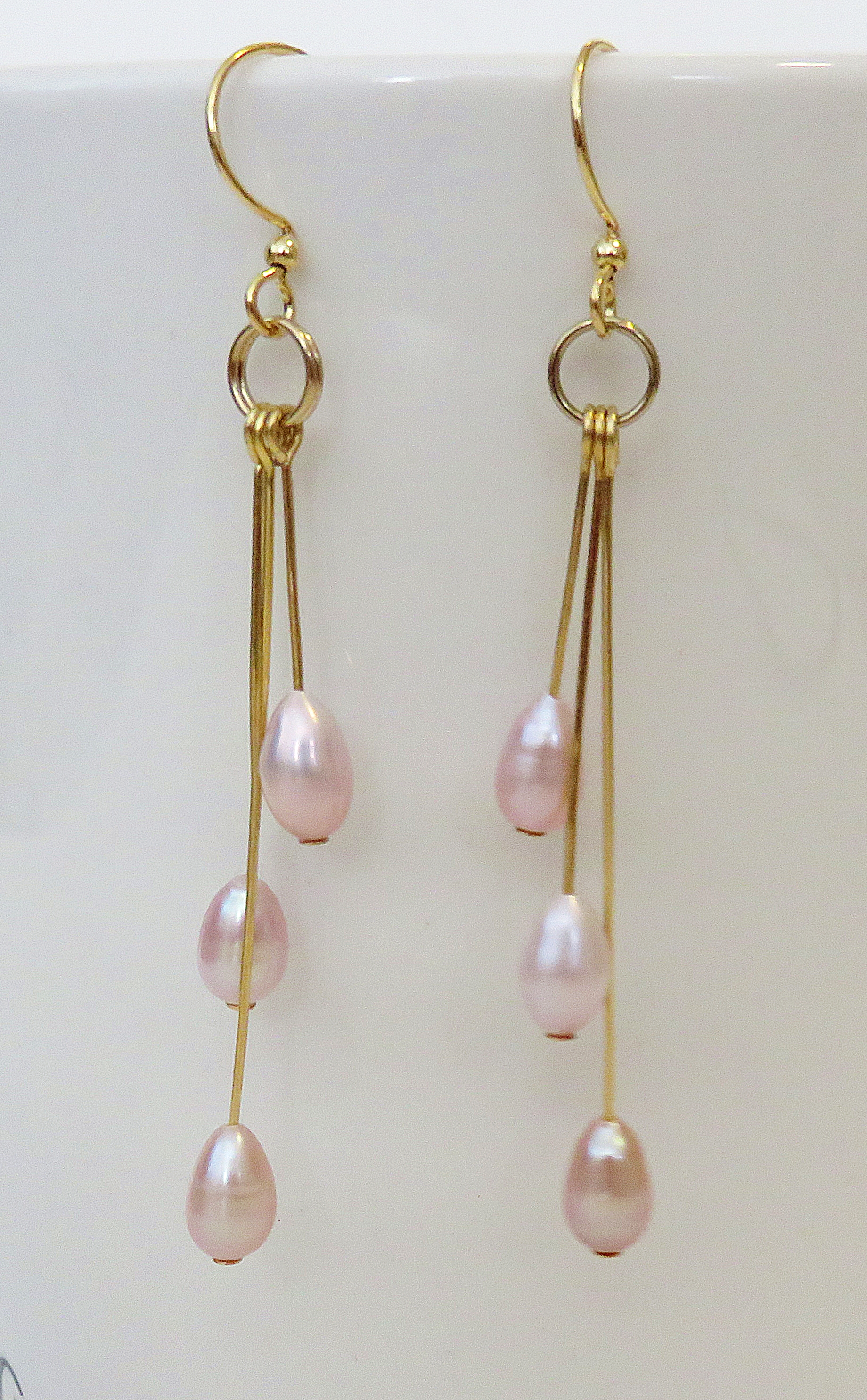 Pink freshwater pearl drops