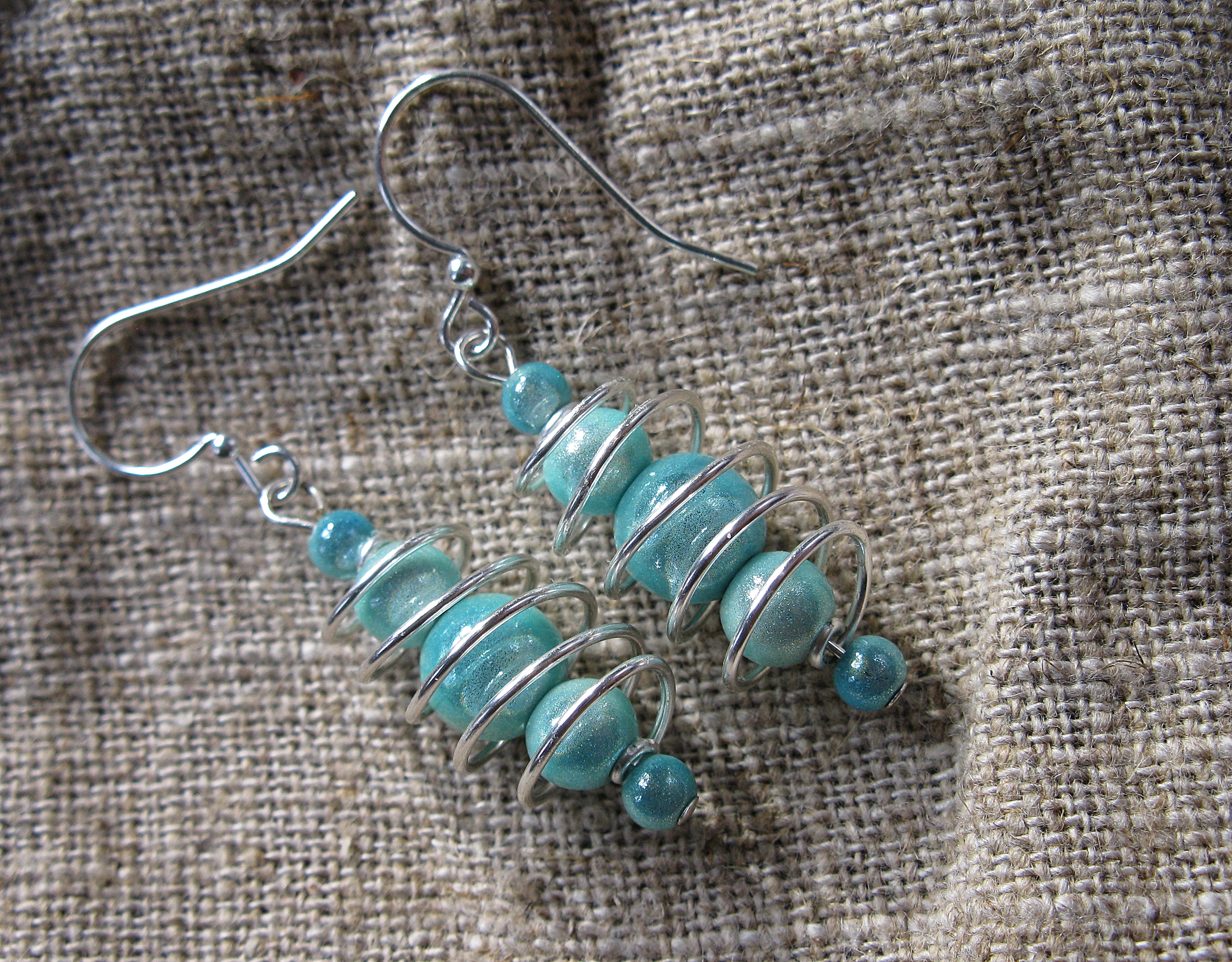Sky blue miracle bead freeform coils