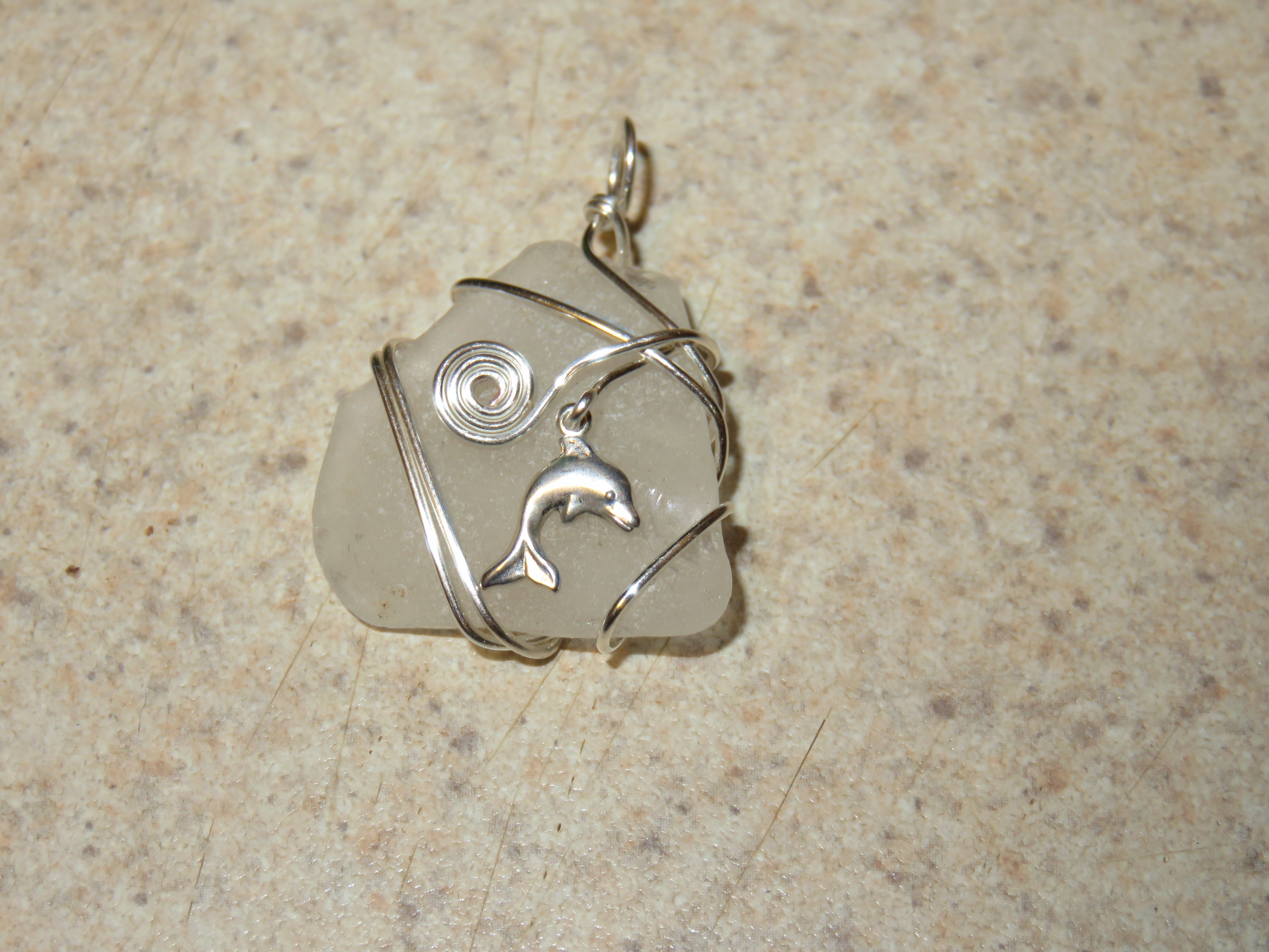 Dolphin Sea Glass Pendant