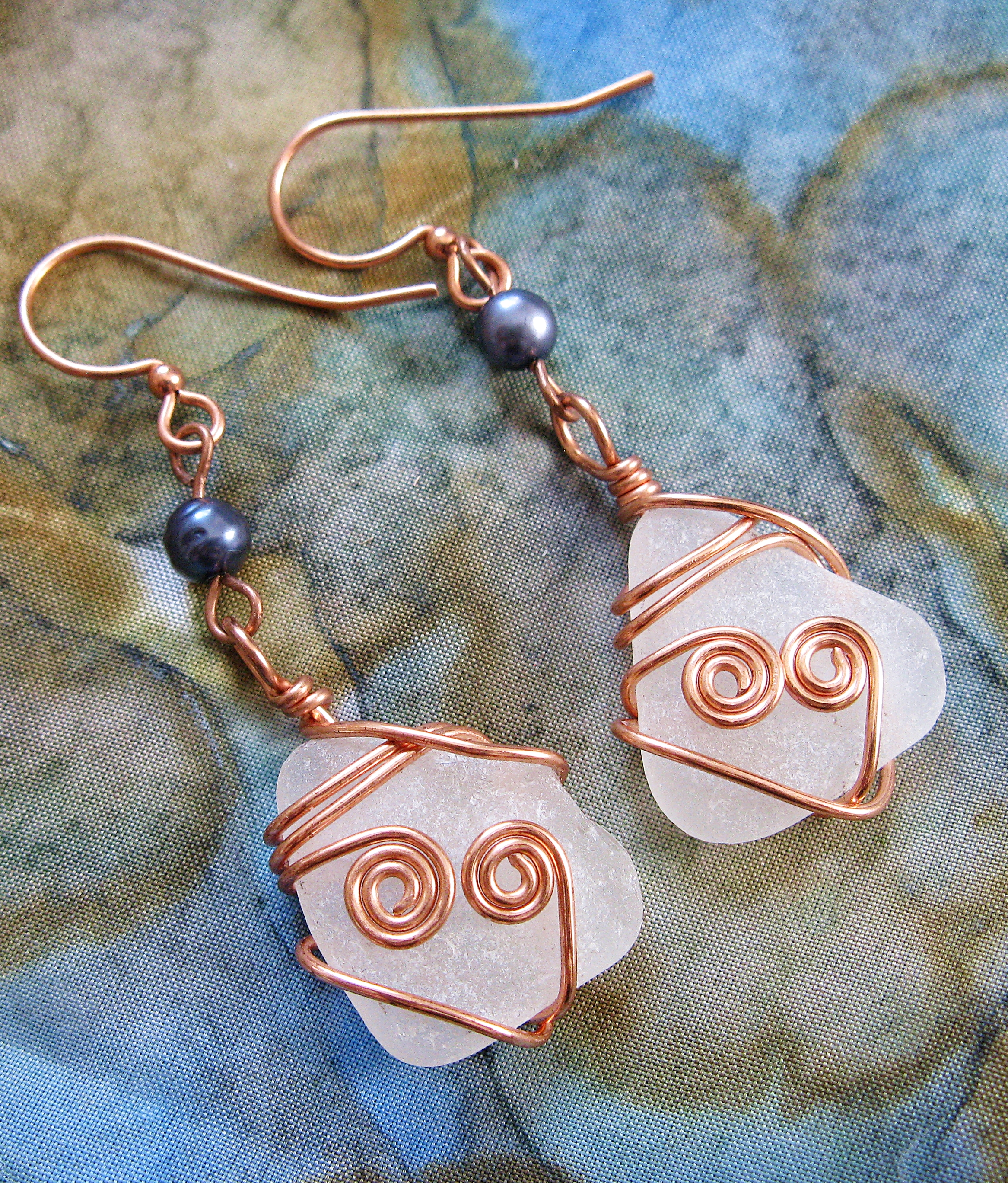 Copper hearts earrings