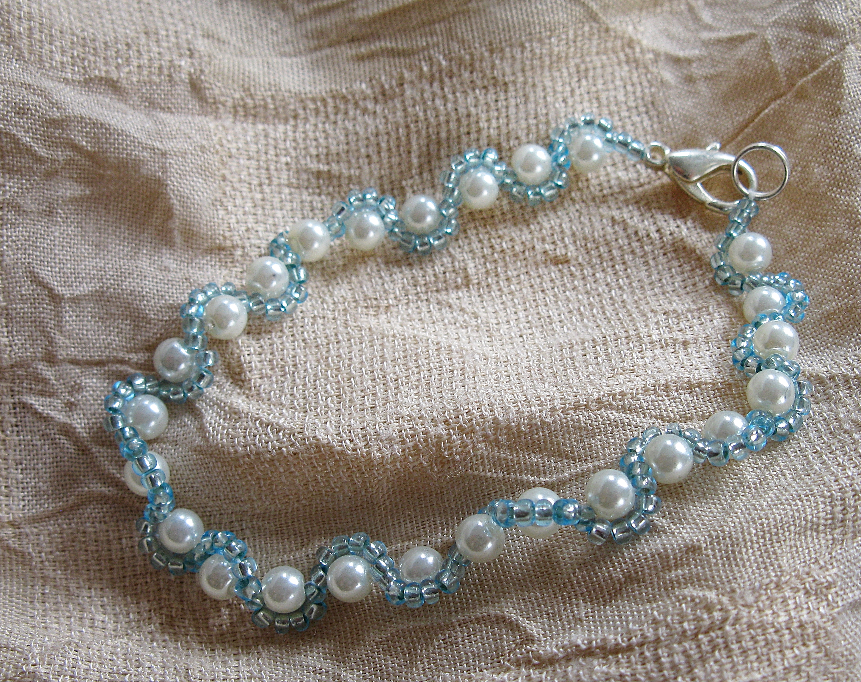 Icy blue pearl bracelet