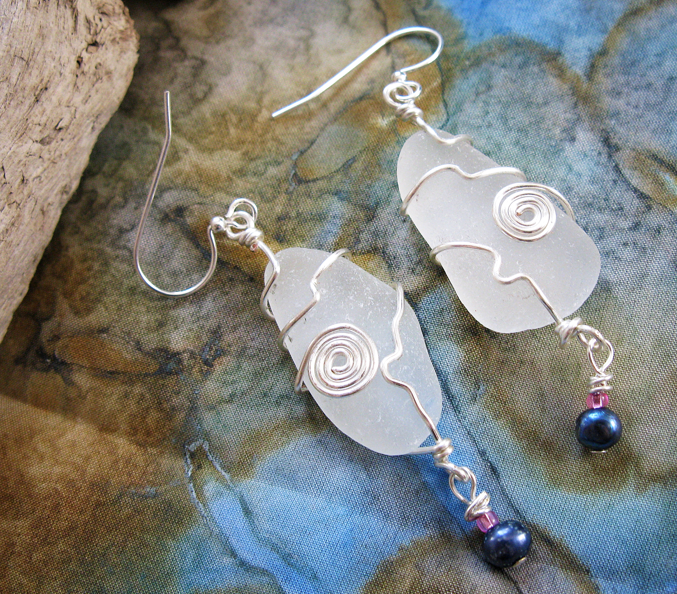 jigsaw sea glass earrings
