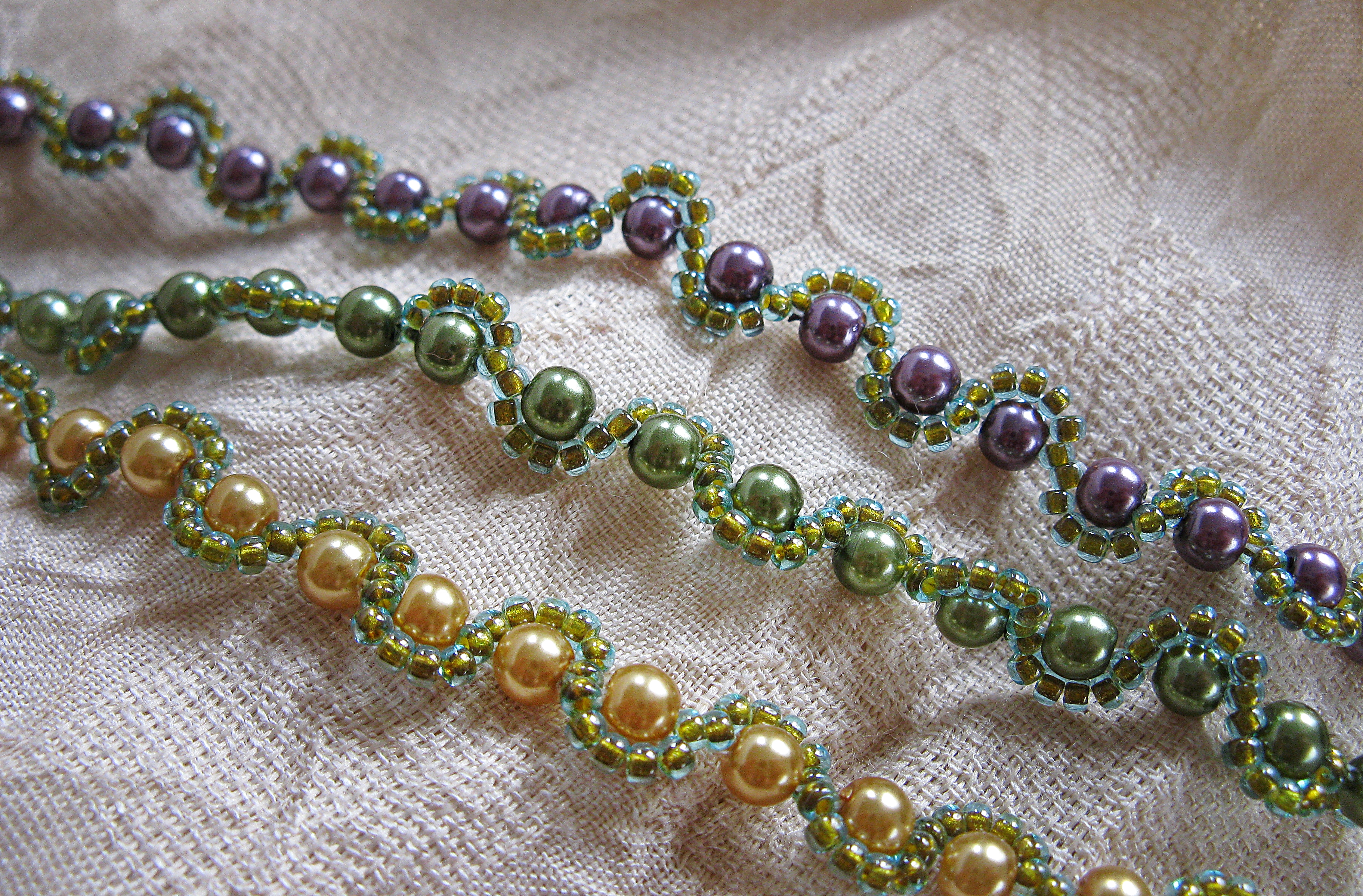 Mardi Gras pearl bracelets